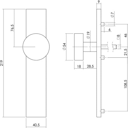 Intersteel Knop op rechthoekig schild blind rvs geborsteld - Doika - Knoppen op schild - Intersteel - 8714186346525 - 35,275,411