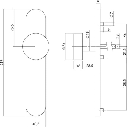 Intersteel Knop op schild blind rvs geborsteld - Doika - Knoppen op schild - Intersteel - 8714186172407 - 35,275,211