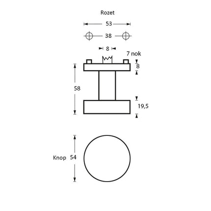 Intersteel Knop rond centraal rvs geborsteld - Doika - Voordeurknoppen - Intersteel - 8714186130568 - 35,224,610