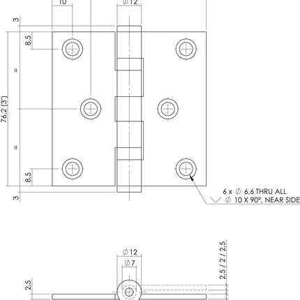 Intersteel Kogellagerscharnier recht tot 50 kilo rvs geborsteld - Doika - Scharnieren - Intersteel - 8714186039939 - 35,462,500