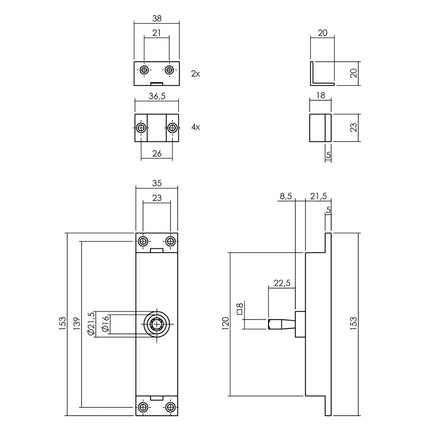 Intersteel Kruk - espagnolet links Hoek 90° met stangenset 2 X 1245 mm zwart - Doika - Deurespagnoletten - Intersteel - 8714186554470 - 0023.562046B