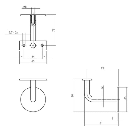 Intersteel Leuninghouder gebogen vlak zadel rvs geborsteld - Doika - Leuninghouders - Intersteel - 8714186410127 - 35,730,091