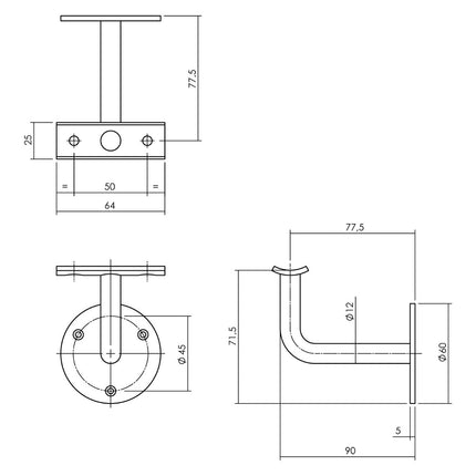 Intersteel Leuninghouder hol zadel rvs geborsteld - Doika - Leuninghouders - Intersteel - 8714186122211 - 35,730,060