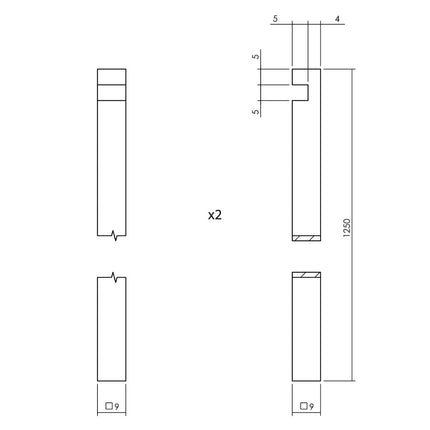 Intersteel Pomp - espagnolet Ton 400 met stangenset 2x 1250 mm chroom mat/ebbenhout - Doika - Deurespagnoletten - Intersteel - 8714186541418 - 17,562,038