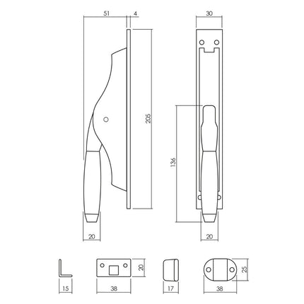 Intersteel Pomp - espagnolet Ton 400 met stangenset 2x 1250 mm nikkel mat/ebbenhout - Doika - Deurespagnoletten - Intersteel - 8714186540770 - 19,562,038