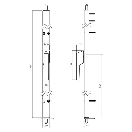 Intersteel Raamespagnolet niet afsluitbaar Rechts 1200mm RAL 9010 wit - Doika - Raamespagnoletten - Intersteel - 8718419335782 - RB - 1426 - 12A - 78R