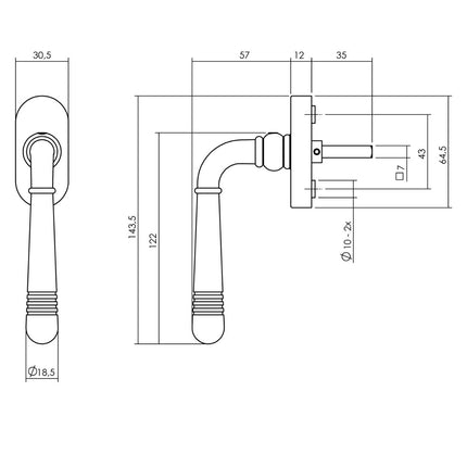 Intersteel Raamkruk Helena messing gelakt - Doika - Raamkrukken - Intersteel - 8714186314715 - 13,617,050