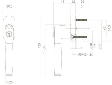 Intersteel Raamkruk Ton 222 afsluitbaar op ovaal rozet chroom/ebben hout - Doika - Raamkrukken - Intersteel - 8714186147979 - 16,661,646