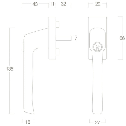 Intersteel Raamkruk zwaar afsluitbaar messing gelakt - Doika - Raamkrukken - Intersteel - 8714186053997 - 13,661,610