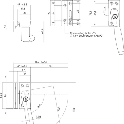 Intersteel Raamsluiting Ton 400 afsluitbaar rechts messing getrommeld/ebbenhout - Doika - Raamsluitingen - Intersteel - 8714186130704 - 0011.661652A