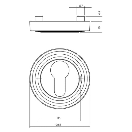 Intersteel Rozet met profielcilindergat ø55x10 mm oud grijs - Doika - Rozetten - Intersteel - 8714186579770 - 21,317,887