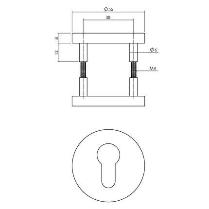 Intersteel Rozet met profielcilindergat Ø55x8 mm aluminium zwart - Doika - Rozetten - Intersteel - 8714186492215 - 23,010,017