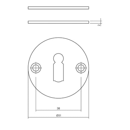 Intersteel Rozet met sleutelgat 2 mm dun rvs/zwart - Doika - Rozetten - Intersteel - 8714186586518 - 23,340,986