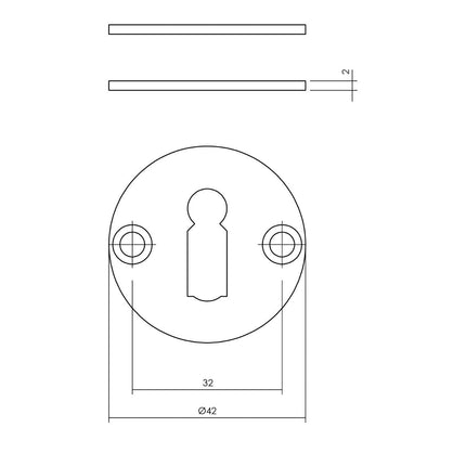 Intersteel Rozet met sleutelgat 42x2 mm rvs geborsteld - Doika - Rozetten - Intersteel - 8714186635445 - 35,342,186