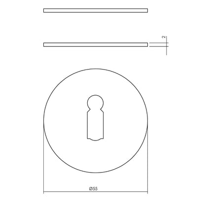 Intersteel Rozet met sleutelgat 55x2 mm zelfklevend mat zwart - Doika - Rozetten - Intersteel - 8714186586471 - 23,340,386