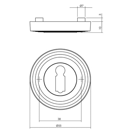 Intersteel Rozet met sleutelgat ø55x10 mm messing titaan PVD - Doika - Rozetten - Intersteel - 8714186579749 - 13,317,886