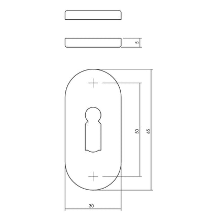 Intersteel Rozet met sleutelgat ovaal verdekt rvs geborsteld 4 mm - Doika - Rozetten - Intersteel - 8714186635407 - 35,341,886