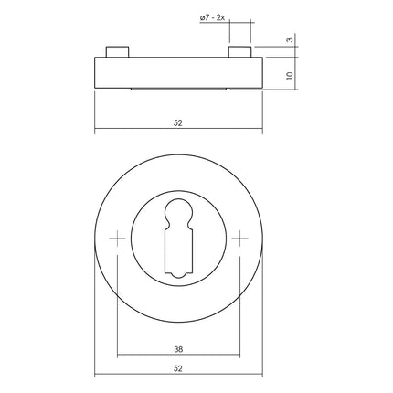 Intersteel Rozet met sleutelgat rond ø52x10 mm wit - Doika - Rozetten - Intersteel - 8714186580738 - 27,347,686