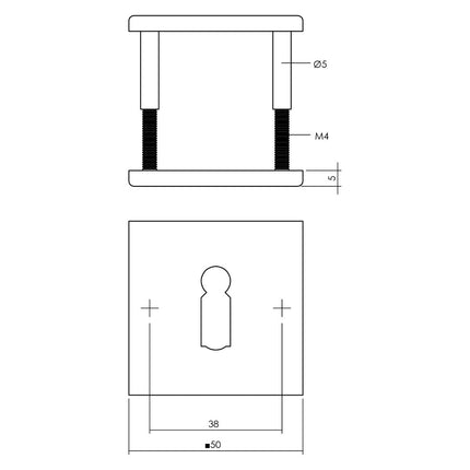 Intersteel Rozet met sleutelgat vierkant rvs geborsteld mat zwart - Doika - Rozetten - Intersteel - 8714186635513 - 23,343,386