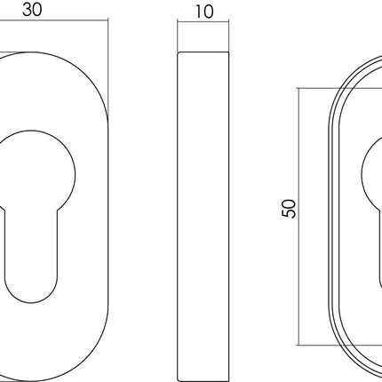 Intersteel Rozet profielcilindergat ovaal rvs geborsteld - Doika - Rozetten - Intersteel - 8714186073650 - 35,347,317