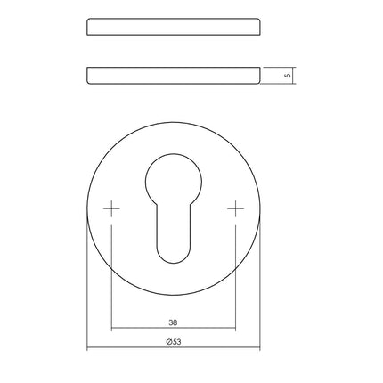 Intersteel Rozetten rond plat verdekt met profielcilindergat rvs geborsteld - Doika - Rozetten - Intersteel - 8714186635353 - 35,341,387