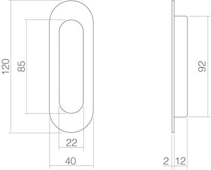 Intersteel Schuifdeurkom ovaal 120x40mm blind mat zwart - Doika - Schuifdeurkommen - Intersteel - 8714186371510 - 23,447,681