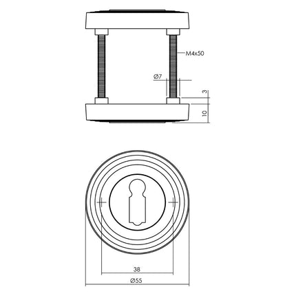 Intersteel Sleutelrozetten verdekt ø54x9 mm met nokken zwart - Doika - Rozetten - Intersteel - 8714186568262 - 23,317,886