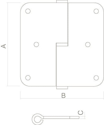 Intersteel Stiftpaumelle DIN links rvs geborsteld - Doika - Scharnieren - Intersteel - 8714186127360 - 0035.462621B