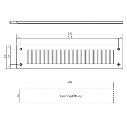 Intersteel Tochtwering rechthoek rvs geborsteld - Doika - Briefplaat - Intersteel - 8714186127506 - 35,401,501