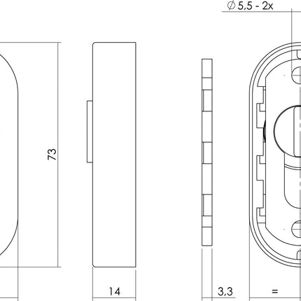 Intersteel Veiligheid - schuifrozet ovaal met sleufplaatje rvs geborsteld - Doika - Veiligheidsrozetten - Intersteel - 8714186388686 - 35,375,245