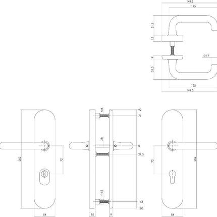 Intersteel Veiligheidsbeslag kerntrekbeveiliging profielcilindergat ovaal messing ongelakt 72 mm - Doika - Achterdeurbeslag op schild - Intersteel - 8714186505861 - 0010.382136Z