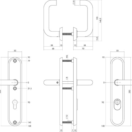 Intersteel Veiligheidsbeslag ovaal met kerntrekbeveiliging profielcilindergat mat zwart 92 mm achterdeurbeslag - Doika - Achterdeurbeslag op schild - Intersteel - 8714186429198 - 0023.396149Z