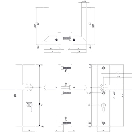 Intersteel Veiligheidsbeslag rechthoekig met kerntrekbeveiliging profielcilindergat mat zwart 92 mm achterdeurbeslag - Doika - Achterdeurbeslag op schild - Intersteel - 8714186428290 - 0023.396349Z