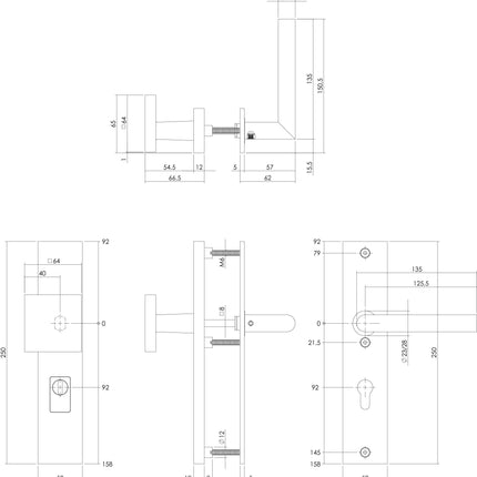 Intersteel Veiligheidsbeslag SKG*** met kerntrekbeveiliging profielcilindergat 92 mm mat zwart rechthoekig voordeurbeslag - Doika - Voordeurbeslag op schild - Intersteel - 8714186428320 - 0023.396249Z