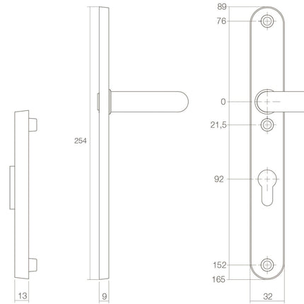 Intersteel Veiligheidsbeslag SKG*** rozet met kerntrekbeveiliging, schild profielcilindergat 92 mm smal ovaal binnen rvs geborsteld - Doika - Voordeurbeslag op schild - Intersteel - 8714186351239 - 35,398,349