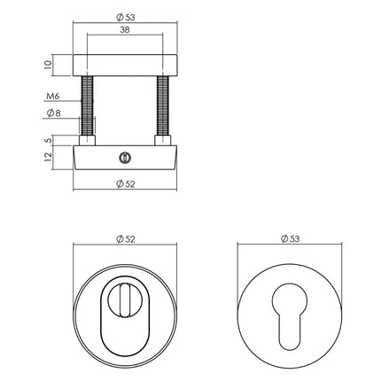 Intersteel Voordeurset veiligheidsbeslag SKG*** rond rvs zwart - Doika - Voordeurbeslag set - Intersteel - 8714186561942 - 23,405,731