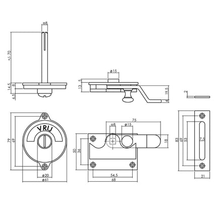 Intersteel WC - overslag met bocht vrij/bezet chroom - Doika - Rozetten - Intersteel - 8714186473030 - 16,370,005