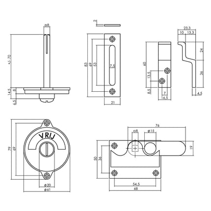 Intersteel WC - overslag vlak vrij/bezet nikkel - Doika - Rozetten - Intersteel - 8714186473092 - 18,370,105