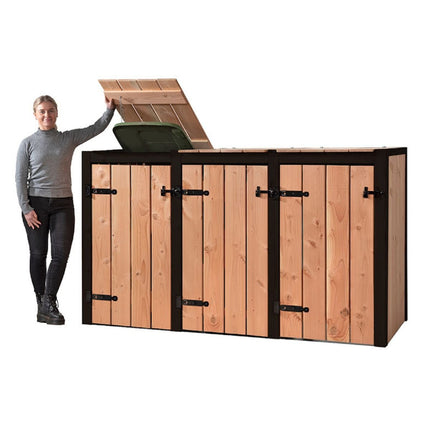 Kliko Ombouw Laura 3x240 liter 205x87.5x119cm Douglas Hout - Doika - Ombouw Kliko - Volente - 8720094052571 - 8720094052571