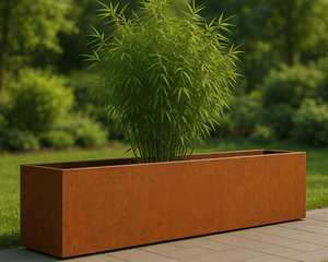 Langwerpige cortenstalen plantenbak met bodem 200x40x40 cm - Doika - Plantenbak - Geroba -  - ArtesaB18