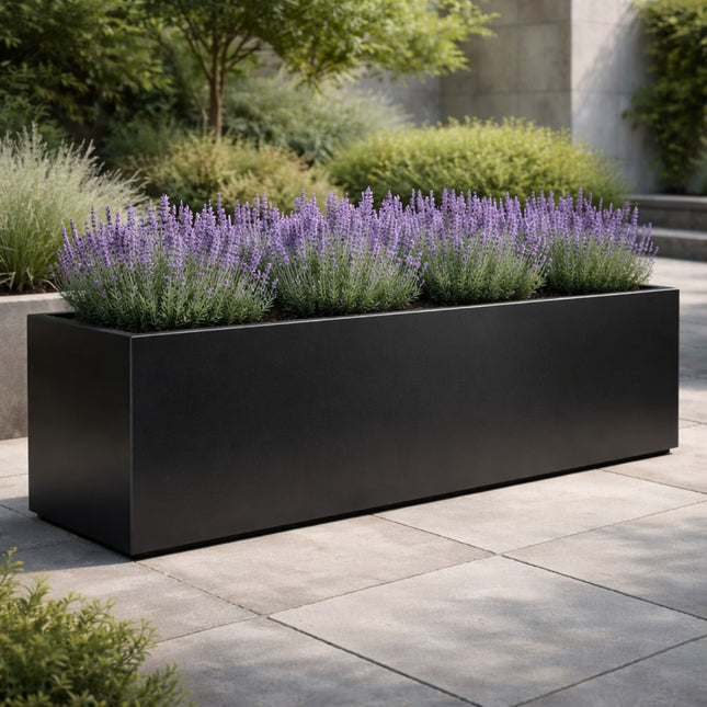 Langwerpige aluminium plantenbak 200x50x60 cm - Gitzwart (RAL 9005)