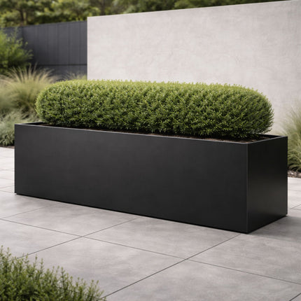 Langwerpige aluminium plantenbak 200x50x60 cm - Gitzwart (RAL 9005)