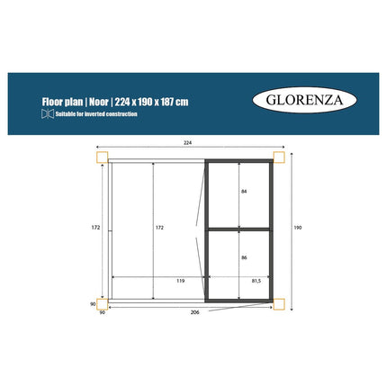 Ren Noor 224 x 190 x 202 - Aluminium Sluis - Doika - Ren - Glorenza - 8720094050942 - 8720094050942