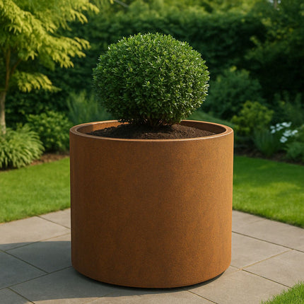 Ronde cortenstalen plantenbak met bodem 100x100x80 cm - Doika - Plantenbak - Geroba -  - RondaB3