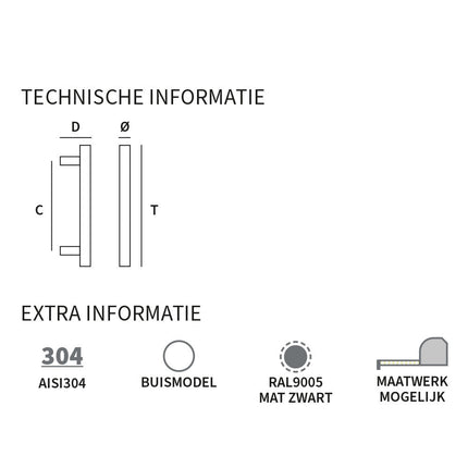 Shuffle Handgreep Frankfurt 30 x 800 x 960 mm Zwart - Doika - Deurgrepen - Shuffle - 8717727192421 - 62523030