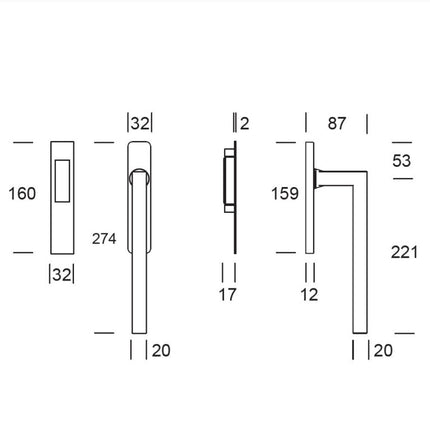 Shuffle SDG Geneve Enkel Blind Inox - Doika - Hefschuifdeurbeslag - Shuffle - 8717727136418 - 62080002