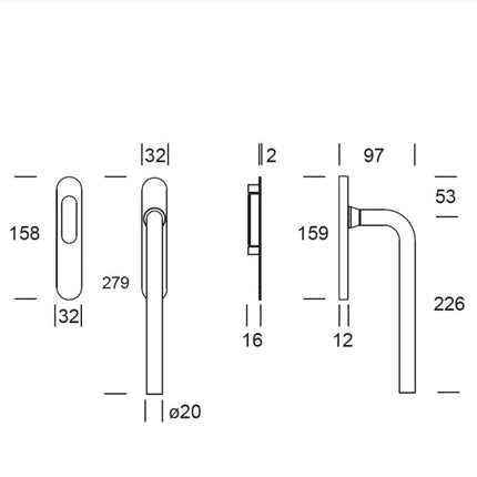 Shuffle SDG Oslo Enkel Blind Inox - Doika - Hefschuifdeurbeslag - Shuffle - 8717727136357 - 62070002