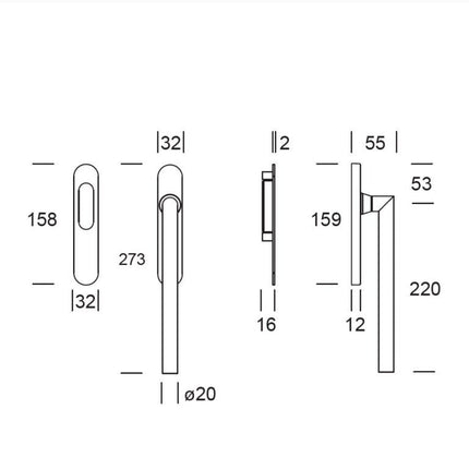 Shuffle SDG Toledo B Enkel Blind Zwart - Doika - Hefschuifdeurbeslag - Shuffle - 8717727182095 - 62073000