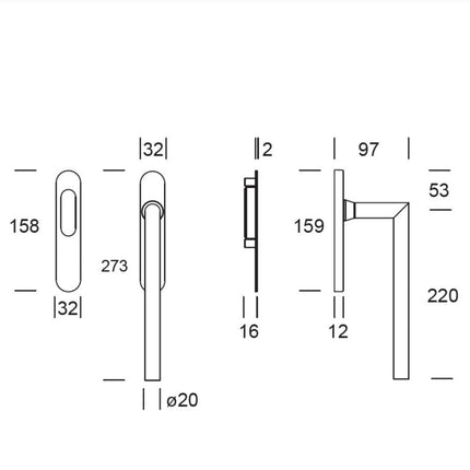 Shuffle SDG Toledo Enkel Blind Zwart - Doika - Hefschuifdeurbeslag - Shuffle - 8717727182057 - 62072000