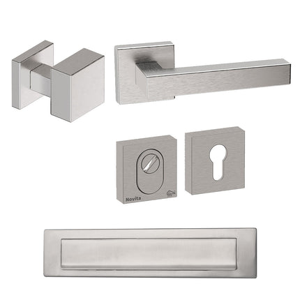 Shuffle Voordeurset vierkant met quadro exc. & briefplaat inox - Doika - Voordeurset - Shuffle - 8717727166644 - N1900650